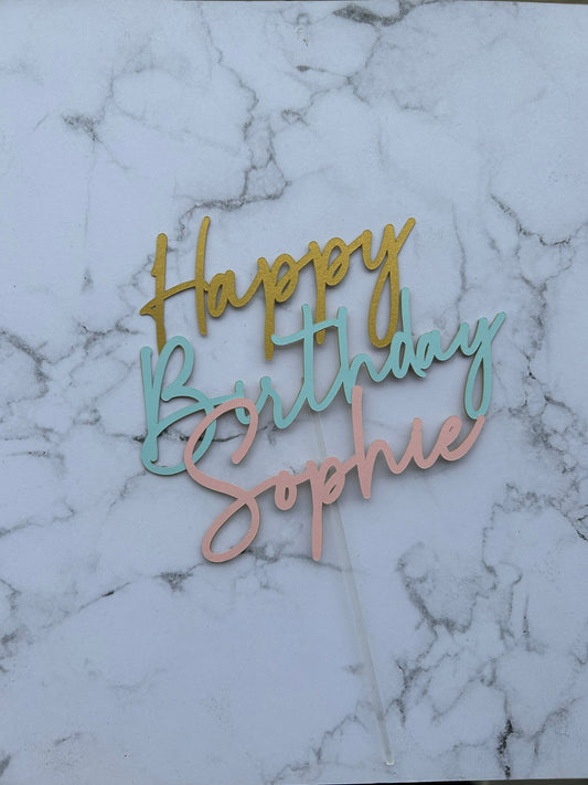 Personalised Happy Birthday Cake Topper