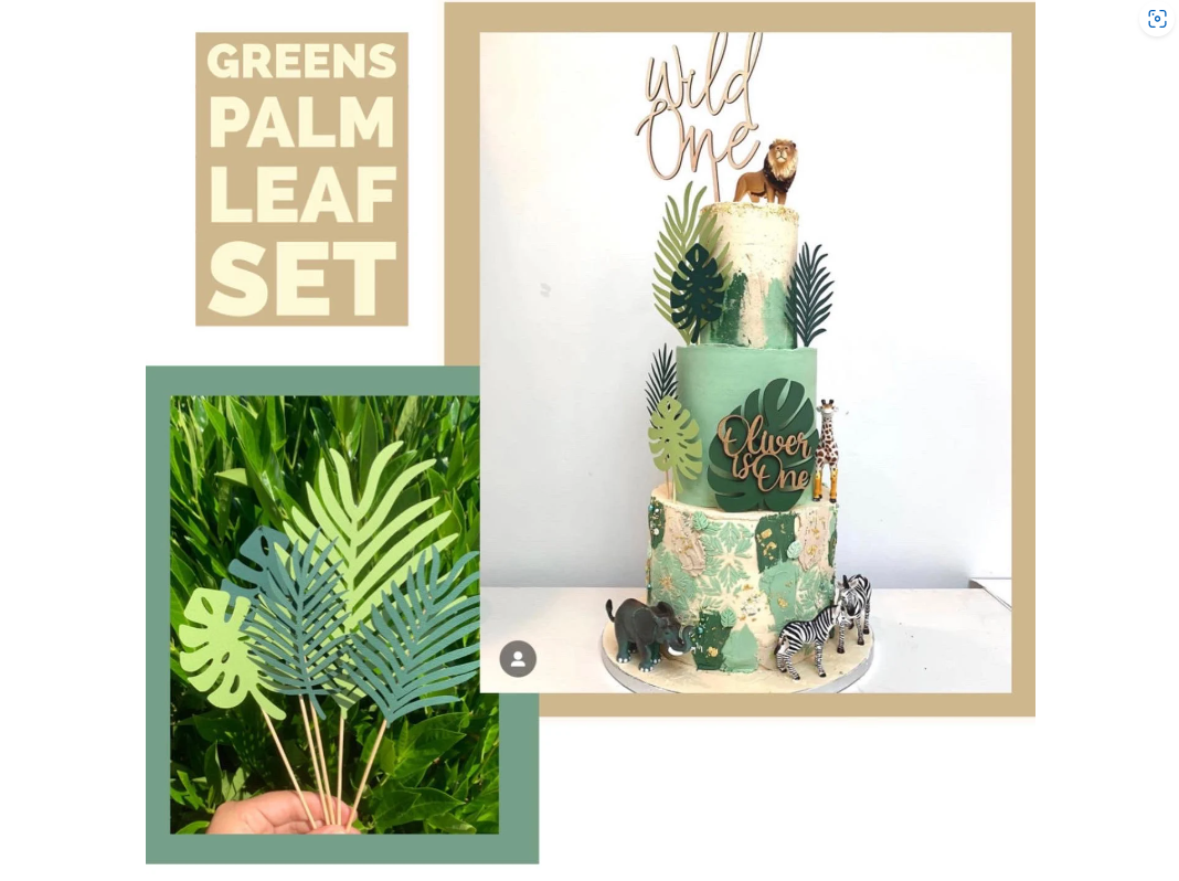 Cake Topper Palm Leaves, Cake Leaves, Jungle Cake Topper (greens)