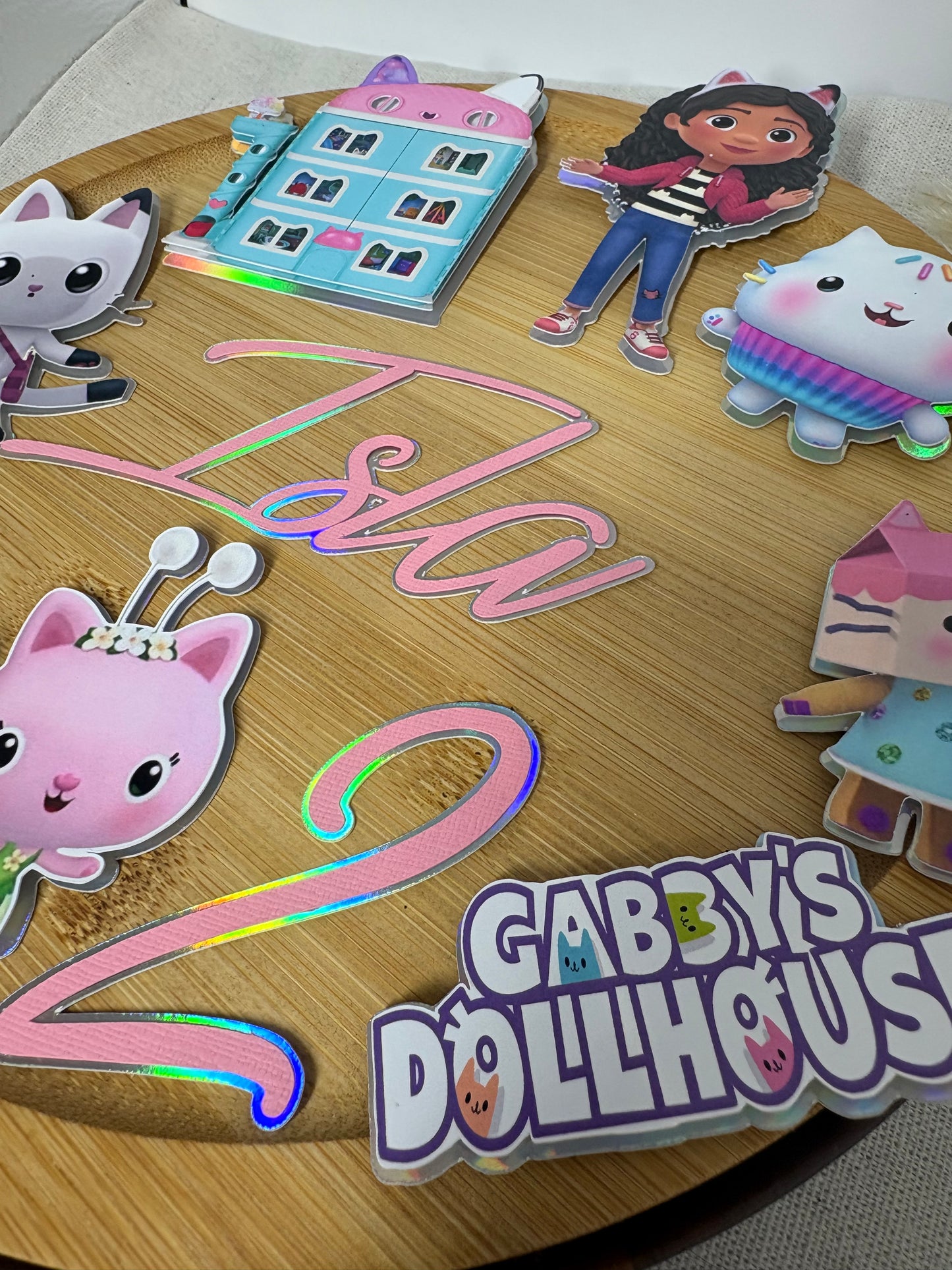 Personalised name and age Gabby's Dollhouse cake topper