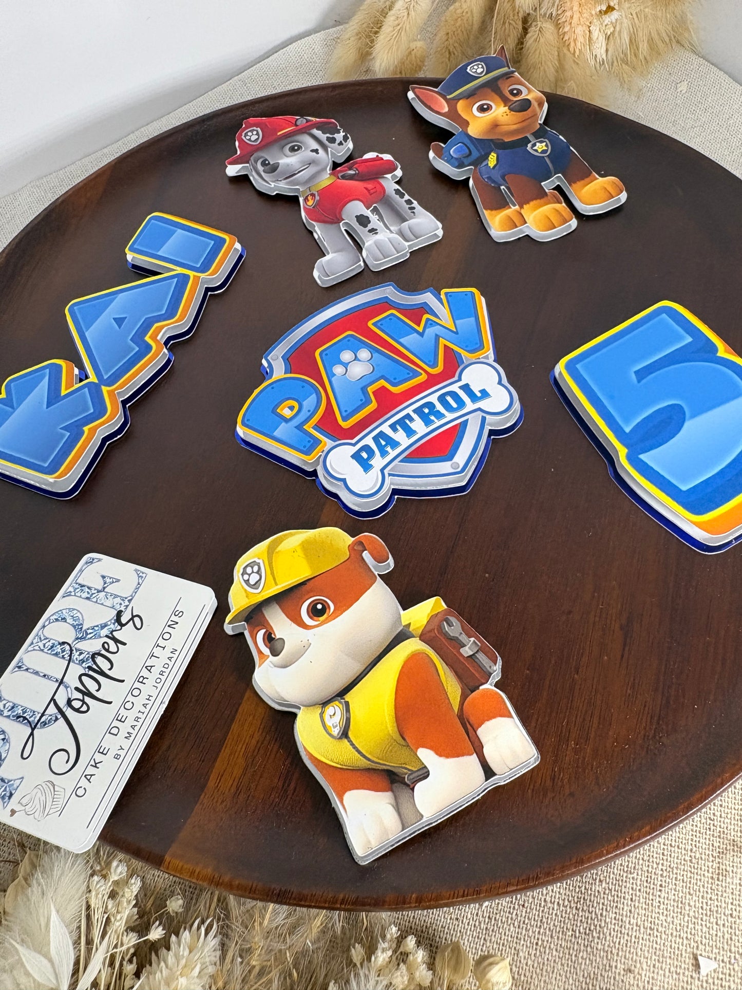 3D Paw Patrol cake topper set for a children's birthday cake