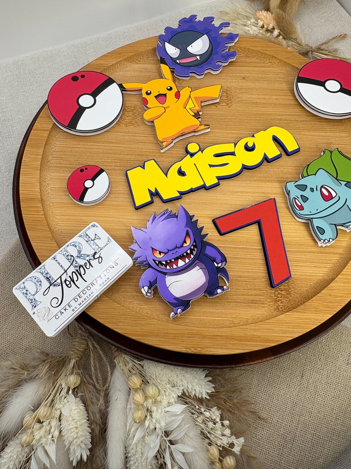 Pokémon character cake topper set for a themed birthday cake