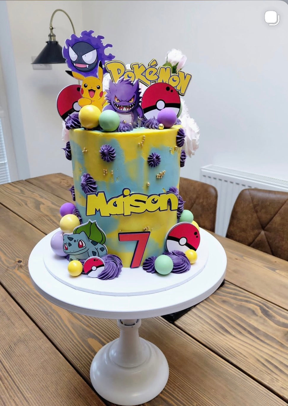 Personalised Pokémon Pikachu cake topper for a birthday cake