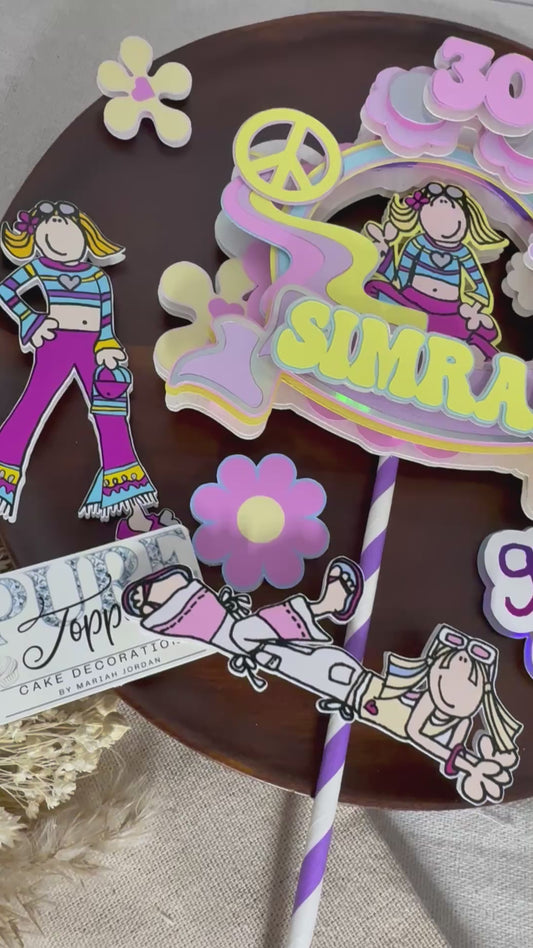 Groovy Chick Pastel Cake Topper & Charm Set | Personalised 3D Layered Birthday Cake Decorations