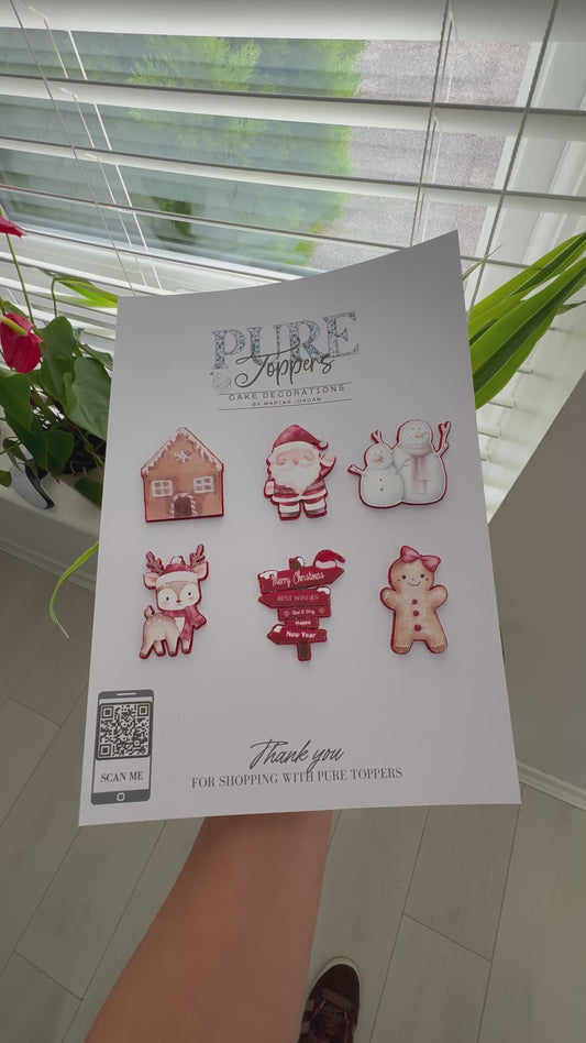 (NEW) Festive Christmas Cupcake Toppers -Winter Christmas Cupcake Decorations - Cute Christmas Cupcake Toppers