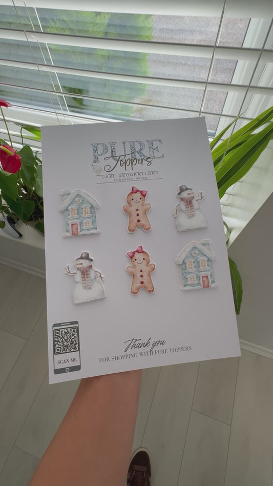 (NEW) Festive Christmas Cupcake Toppers -Winter Christmas Cupcake Decorations - Cute Christmas Cupcake Toppers