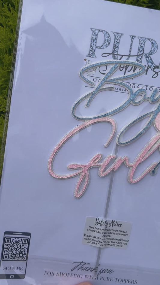 Boy Or Girl Gender Reveal Cake Topper