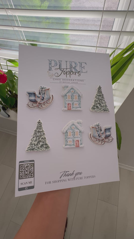 (NEW) Festive Christmas Cupcake Toppers -Winter Christmas Cupcake Decorations - Cute Christmas Cupcake Toppers