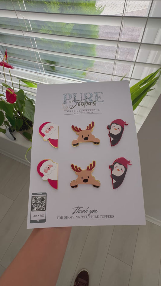 (NEW) Festive Christmas Cupcake Toppers -Winter Christmas Cupcake Decorations - Cute Christmas Cupcake Toppers